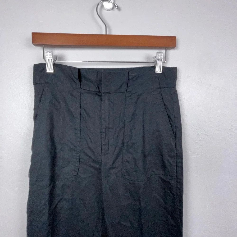 Banana Republic Pants Women 4 Black Slim Stretch Linen Blend Professional Office